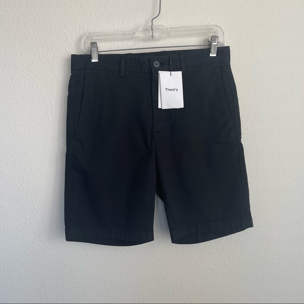 Theory Black Zaine SW S Patton 9" Inseam Shorts